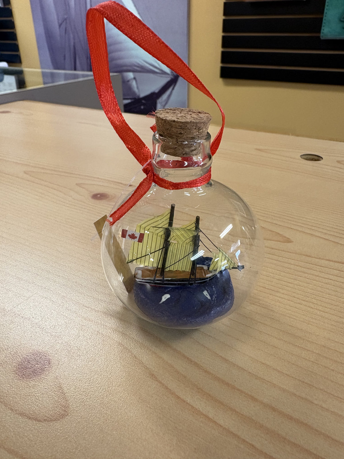 Bluenose in a Bottle Ornament